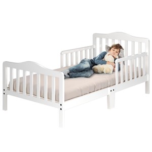 Infans Kids Children Toddler Wood Bed Bedroom Furniture w/ Guardrails White - 1 of 4