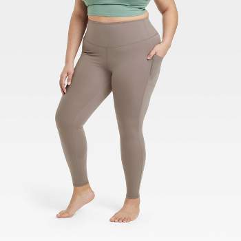 Women's Seamless High-rise Rib Leggings - All In Motion™ Taupe Xl