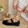 Anna-Kaci Women's Sheer Crew Socks with Flocked Heart Pattern and Reinforced Toe and Heel 2-Pack - 3 of 4