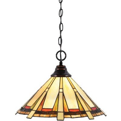 Toltec Lighting Any 1 - Light Pendant in  Black Copper with 16" Zion Art Glass Shade