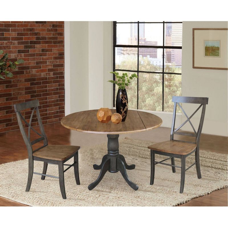 42" Mase Dual Drop Leaf Table with 2 X Back Chairs - International Concepts, 3 of 12