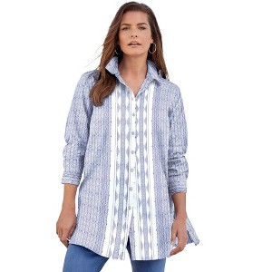Roaman's Women's Plus Size Kate Tunic Big Shirt - 1 of 4