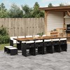 vidaXL Patio Dining Set with Cushions 15 Piece - Black Poly Rattan, Acacia Wood Table, Garden, Backyard, Patio - 2 of 4