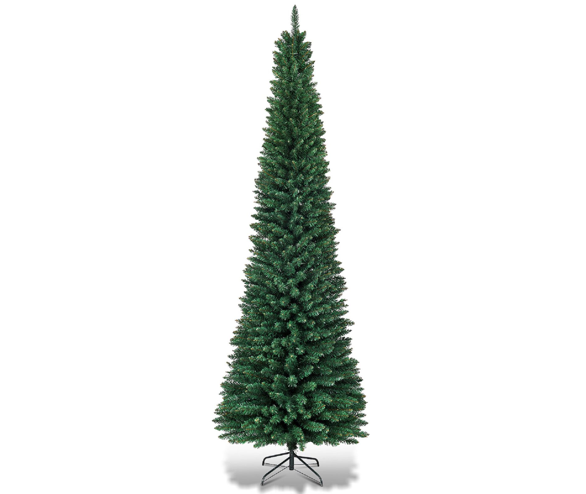 Costway 8Ft PVC Artificial Pencil Christmas Tree Slim Stand Green