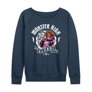 Women's - Monster High - Alumni Art Lightweight French Terry Wide Neck Long Sleeve Shirt - 1 of 4