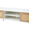 Kumasinova 41.34"/55.12" Rattan Coffee Table with Storage,Side Table with 1/2 Sliding Doors,Sleek End Table for Living Room,Office - 3 of 4