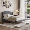 homfan Bed Frame with Wingback Headboard, Upholstered Velvet Platform Bed with Rivets Button Tufted Design, No Box Spring Needed, Easy Assembly - 2 of 4
