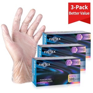 FINITEX Clear Vinyl Gloves Disposable Gloves - 100, 300 & 1000 PCS, Latex-free Food safe Disposable Exam Cleaning Food Prep Gloves - 1 of 4