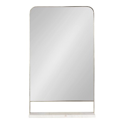 Gold Rectangular Wall Mirror with Marble Shelf