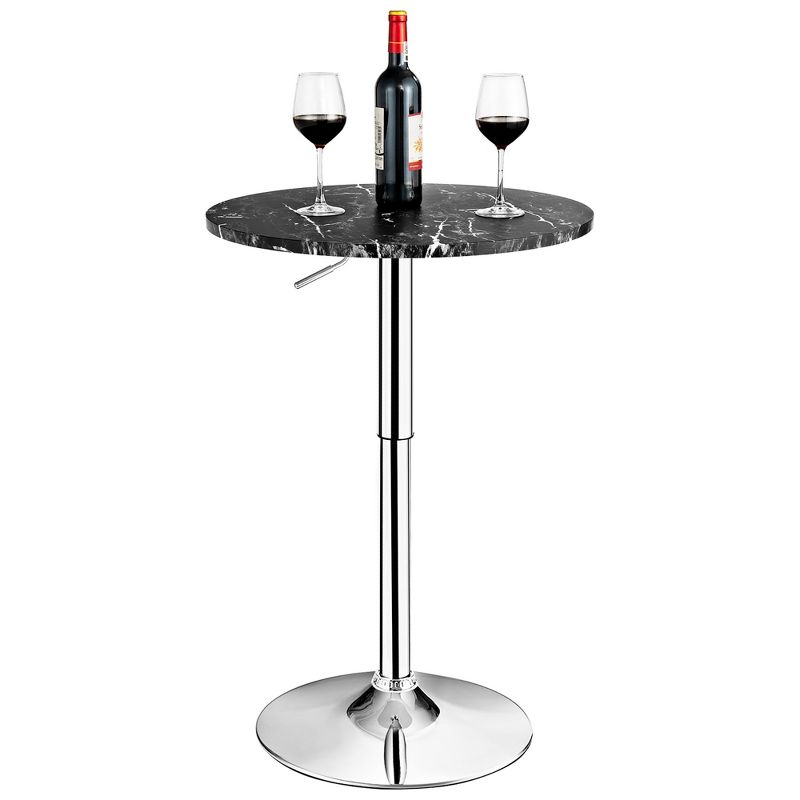 Costway Round Bistro Bar Table Height Adjustable 360-degree Swivel Black, 2 of 11