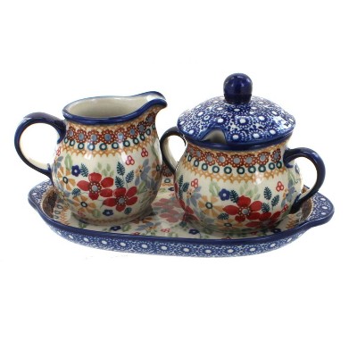 Blue Rose Polish Pottery K091 Manufaktura Cream & Sugar Set