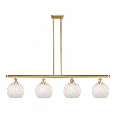 White Mouchette - 4 Light Stem Hung Island In Modern Style-10.5 Inches Tall and 48 Inches Wide