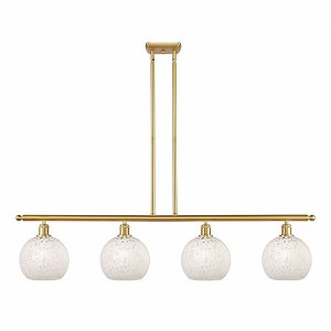 White Mouchette - 4 Light Stem Hung Island In Modern Style-10.5 Inches Tall and 48 Inches Wide - 1 of 1