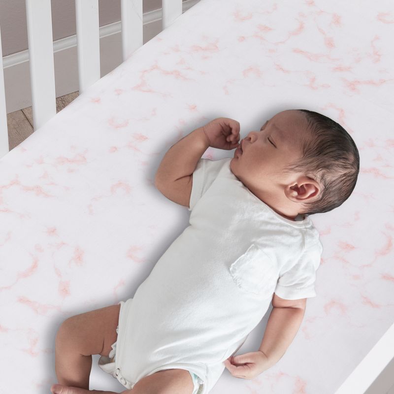Lambs & Ivy Signature Rose Marble Organic Cotton Fitted Crib Sheet, 2 of 7