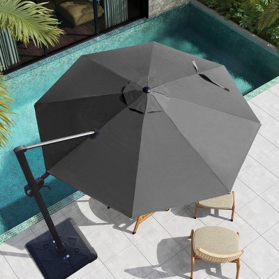 Pellebant 10.5FT Patio Offset Cantilever Umbrella Round with 360Rotation 6 Heights Adjustable Aluminum Pole Outdoor Umbrella