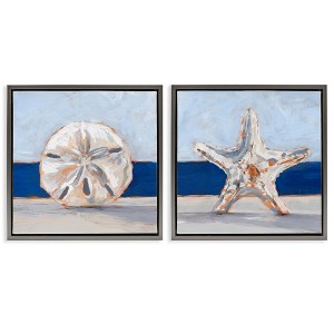 Stupell Industries Sea Life Starfish Seashell Painting 2pc Floating Frame Art Set - 1 of 4