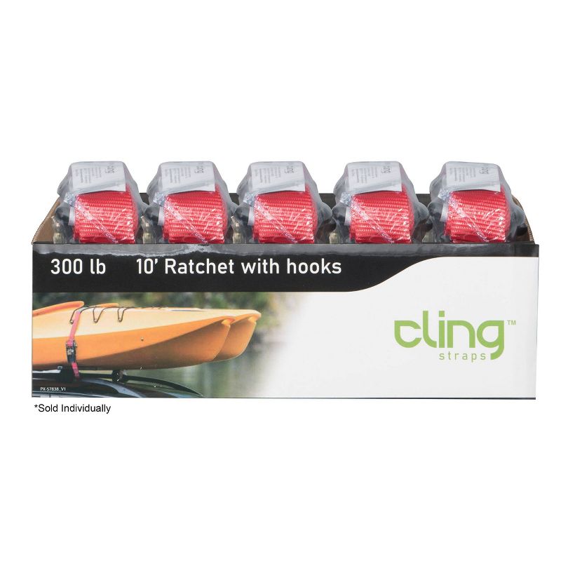 Cling 10&#39; 300lbs Ratchet with Hooks, 2 of 4
