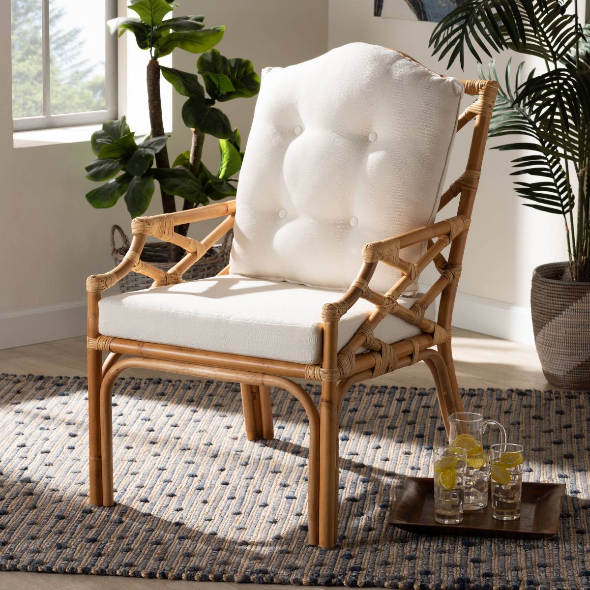 Sonia Rattan Armchair Natural/White - bali & pari