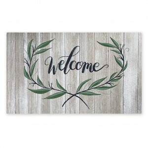 Stupell Industries Welcome over Rustic Shiplap Printed Outdoor Door Mat, design by Amanda McGee, 18"x30" - 1 of 4