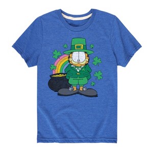 Boys' - Garfield - Rainbow Shamrocks Short Sleeve Graphic T-Shirt - 1 of 4