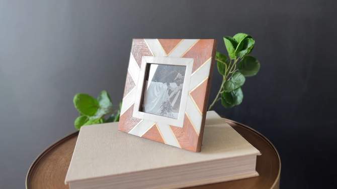 4x6 Inch Pieced Geometric Picture Frame Acacia Wood, MDF, Resin, & Glass by Foreside Home & Garden, 2 of 8, play video