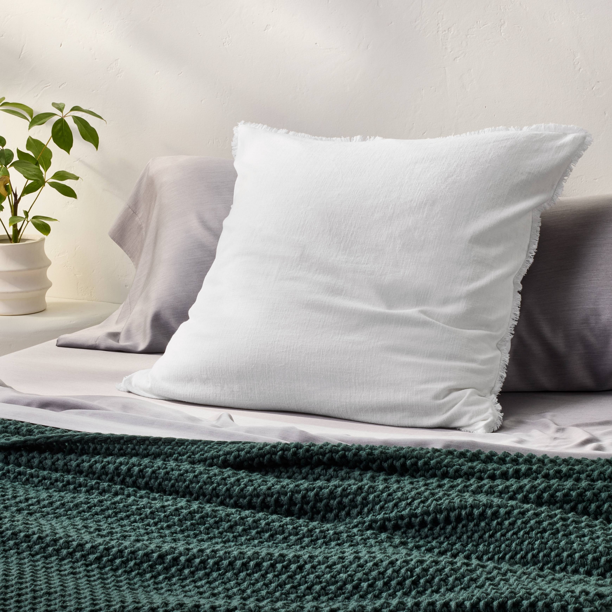 Euro Heavyweight Linen Blend Throw Pillow White - Casaluna™