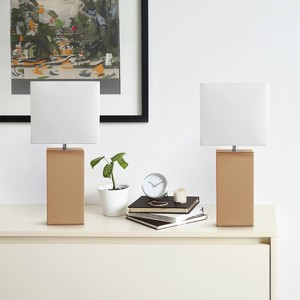 Lalia Home Lexington 21" Leather Base Table Lamps with Fabric Shade - 1 of 4