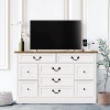 Farmhouse 9 Drawer Dresser with Charging Station, 55" Wide Wood Dresser, Vintage Dressers TV Stand - 2 of 4