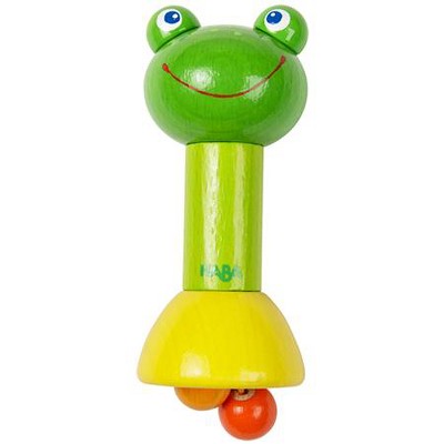 HABA Rod Clutching Toy Frog with Dangling Balls and Rattling Effect (Made in Germany)