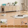 Lirago Double Hidden Cat Litter Box Enclosure Furniture Cabinet with Rattan Doors Two Entries for Two Cats Large Space Odor Control Modern Style - 4 of 4