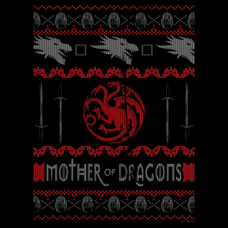 Juniors Womens Game of Thrones Christmas Mother of Dragons Sweater T-Shirt, 2 of 5