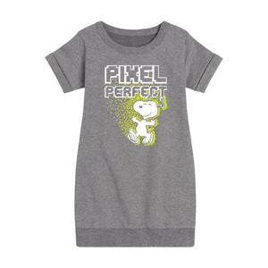 Girls' - Peanuts - Pixel Perfect Graphic Short Sleeve Fleece Dress - 1 of 4