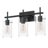 YANSUN 3-Light Vanity Light, Black Finish, Three-Hole Perforated Glass Shades, E26 Sockets, Non-Integrated Light Source - 3 of 4