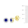 Classic Gold 14K Yellow Gold, 3mm Round Sapphire (0.32ct) & Diamond Studs - (22 Stones) - Blue - 2 of 3