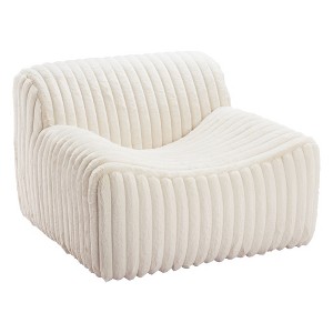 HomeRoots 39" Cream Faux Fur And Upholstered Tufted Lounge Chair - 1 of 4