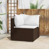 vidaXL Modular Patio Corner Sofa - PE Rattan, Weather-Resistant, Powder-Coated Steel Frame, Brown with Cream White Cushions - 2 of 4