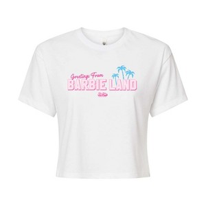 Women's - Barbie - Greetings from Barbie Land Cropped Graphic T-Shirt - 1 of 4