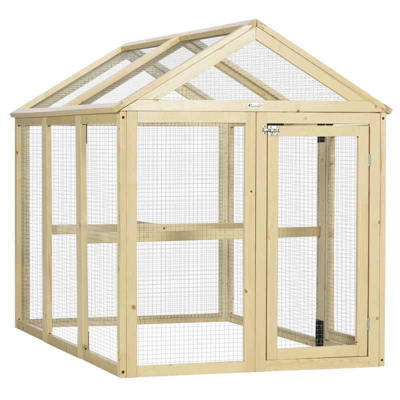 PawHut Chicken Run, Wooden Large Chicken Coop, Combinable Design with Perches & Doors for Outdoor, Backyard, Farm, 4.6' x 2.8', 4 of 7