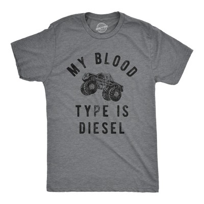 Mens My Blood Type Is Diesel T Shirt Funny Sarcastic Lifted Truck Tee For Guys - Crazy Dog Men's T Shirt