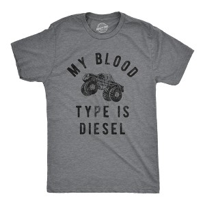 Mens My Blood Type Is Diesel T Shirt Funny Sarcastic Lifted Truck Tee For Guys - Crazy Dog Men's T Shirt - 1 of 4