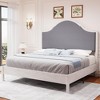 AMERLIFE Wood Bed Frame with Tall Upholstered Curved Headboard, Solid Wood Platform, No Box Spring Needed, Wood Slat Support - 3 of 4