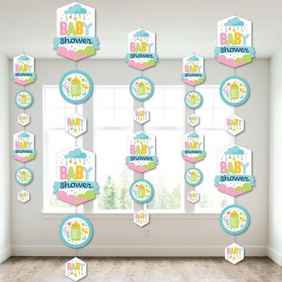 Big Dot of Happiness Colorful Baby Shower - Gender Neutral Party DIY Dangler Backdrop - Hanging Vertical Decorations - 30 Pieces