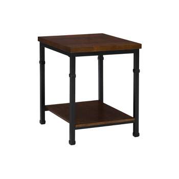 Austin Industrial Style Metal End Table with Shelf Brown/Black - Linon