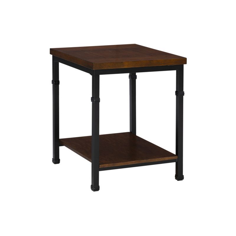 Austin Industrial Style Metal End Table with Shelf Brown/Black - Linon, 1 of 13
