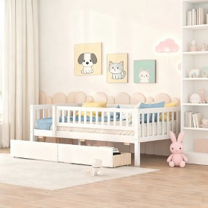 Luxystar Twin Size Wood Daybed Bed with 2 Drawers and guardrails for Kids' Room - 1 of 1