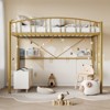 Twin Loft Bed with Stairs & Arched Guardrail, Metal Platform Bed with Strong Slats, Space-Saving, Noise-Free, No Box Spring Needed, Kids & Dorm Room - 2 of 4