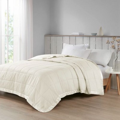 Sapphtopaz Oversized Down Alternative Blanket, 3M Scotchgard Embossed Polyester Throw Blanket with Satin Trim, 90x96" Full/Queen Blanket for Bed