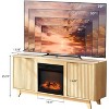 VINGLI Fireplace TV Stand for up to 70 inch TVs, Fluted Entertainment Center with Electric Fireplace Heater & Adjustable Shelves, Oak - 2 of 4