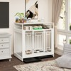 VisioGear 43.3" Dog Crate with Divider, Double Door Dog Kennel with Three Drawers Storages, Pet House for Large Medium Dogs, White, 43.3"*29.5"*43.3" - 4 of 4