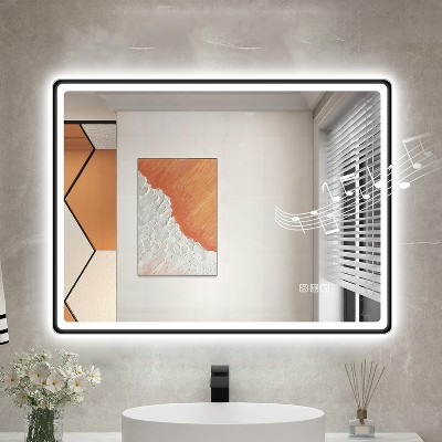 24x32 Inch LED Bathroom Mirror with Bluetooth Speaker, Anti-Fog, 3 Color Temperature & Dimmable Lighting